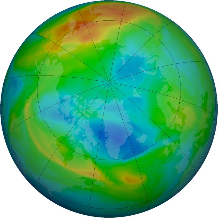 Arctic ozone map for 29 November 1985